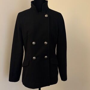 Banana Republic Black Double-Breasted Pea Coat